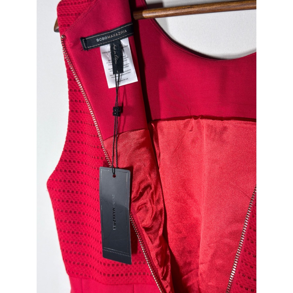 BCBGMAXAZRIA Tulip Dress NWT Red Fit & Flare Sleeveless Size L - Picture 6 of 15
